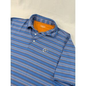 Straight Down  Golf Oklahoma City Country Club XL Blue Striped Polo Men's EUC